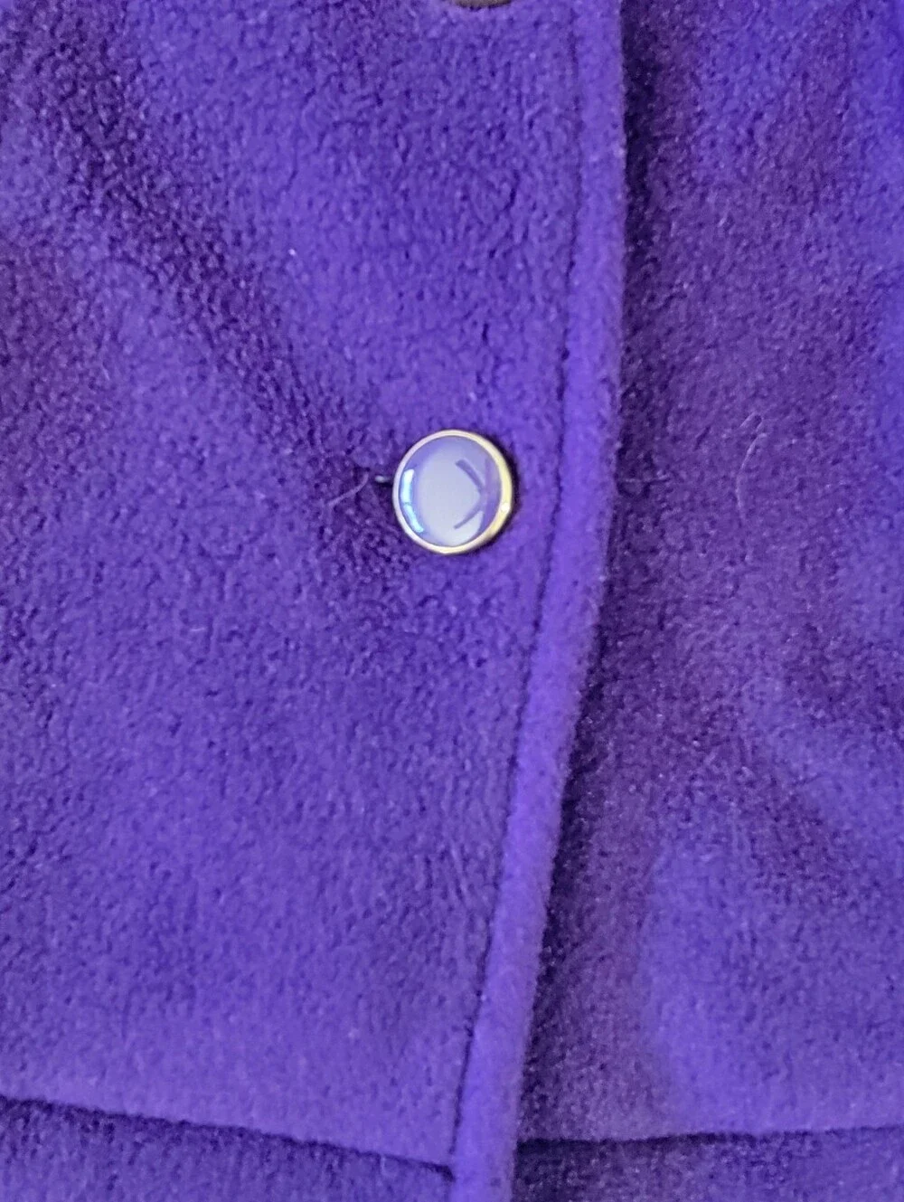 Gymboree Purple Fleece Pea Coat Bow Collar Buttons 12-24 Months Baby Toddler